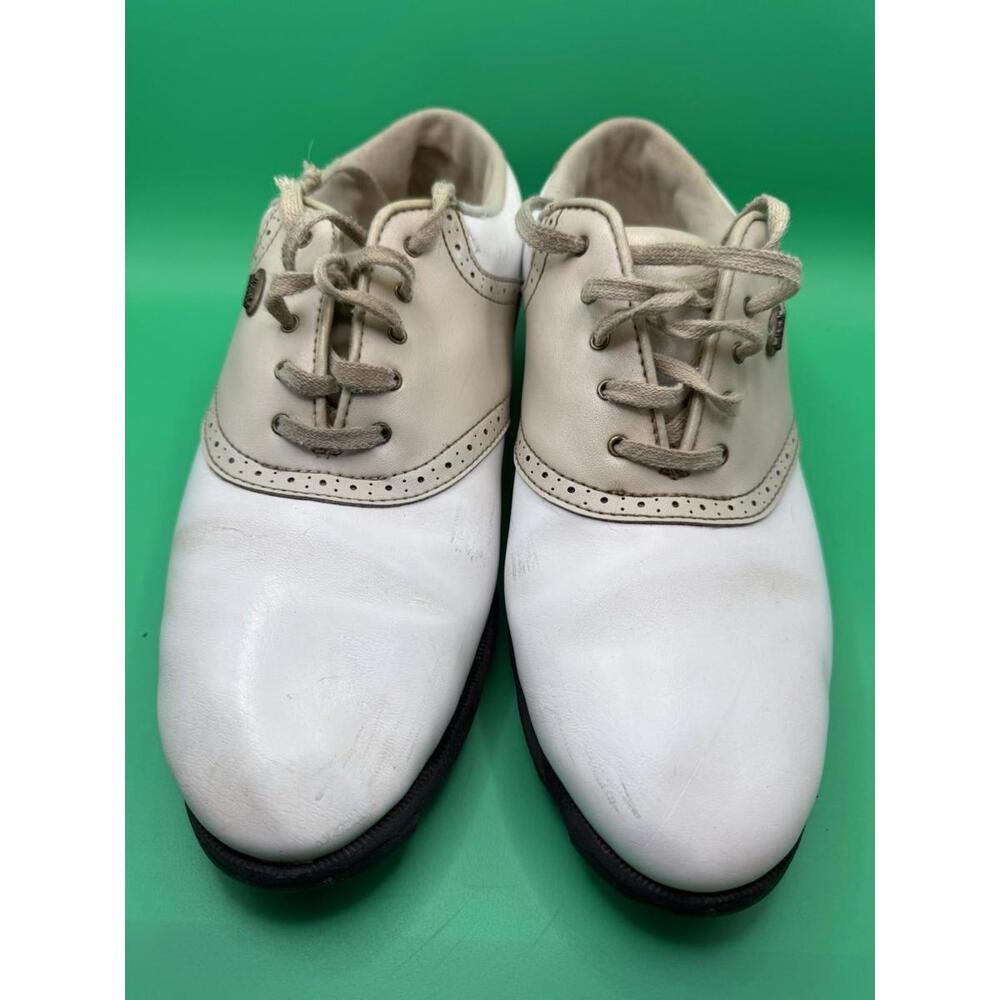 VNTG MENS ETONIC LITES WHITE & BEIGE GOLF SHOE 9.5‎ M